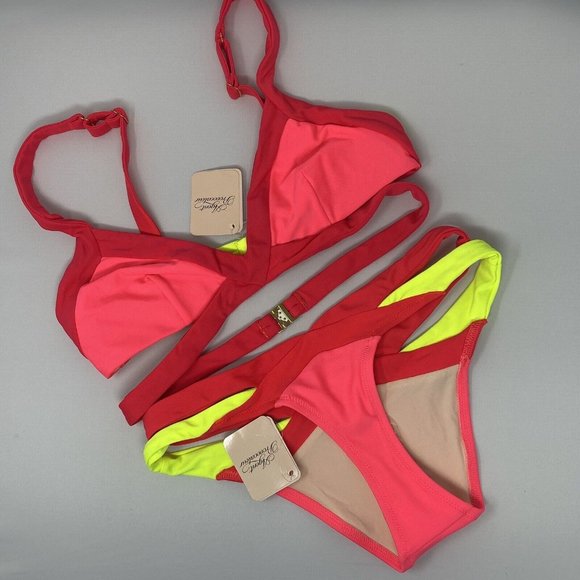 Agent Provocateur Mazzy Red Pink Bikini Set 4/2 NWT - Picture 8 of 11